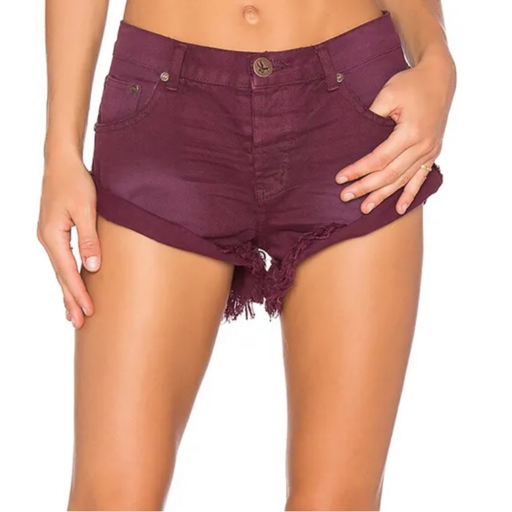 One Teaspoon Bandit Cutoff Shorts Burgundy Size 25